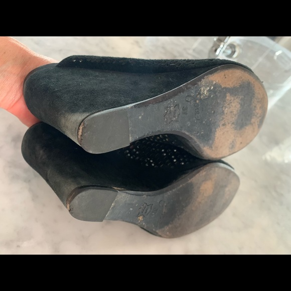 JOIE Suede leather perforated slip on mules black - Picture 5 of 5